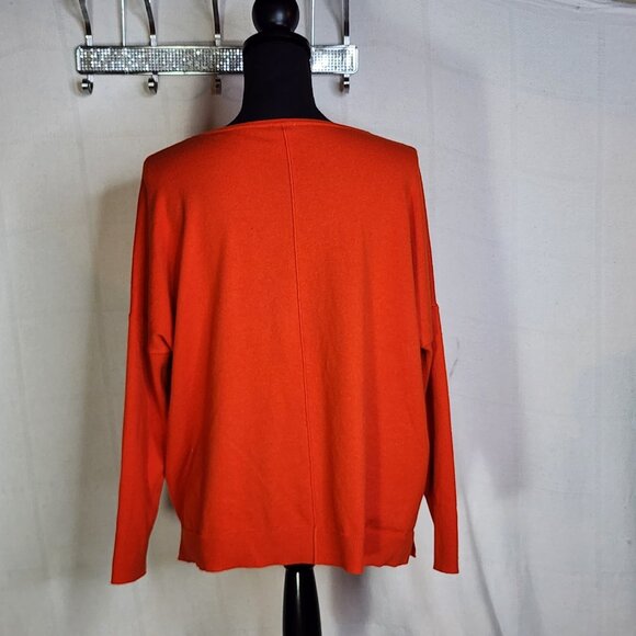 Chico's Orange Center Seam LS Nylon Rayon Poly Cashmere Sweater Sz Chico 2 US L - Picture 11 of 16